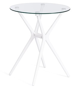 Стеклянный кухонный стол PARNAVAZ (mod. 29) пластик/стекло, 60х60х70,5 прозрачный/белый арт.19697 в Химках