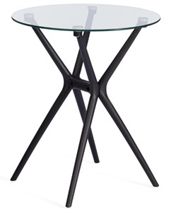 Стеклянный обеденный стол PARNAVAZ (mod. 29) пластик/стекло, 60х60х70,5 прозрачный/черный арт.19698 в Одинцово