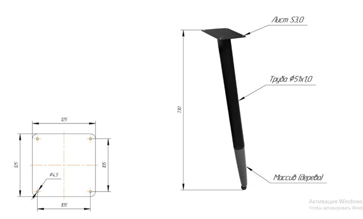Стол кухонный SHT-TU12 (4 шт.)/ТT8 60/60 (черный/темный орех/прозрачный лак/коричневая сепия) в Подольске - изображение 1