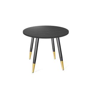 Круглый стол на кухню SHT-TU14 / SHT-TT 80 ЛДСП (камень пьетра гриджио черный/черный муар/золото) в Серпухове