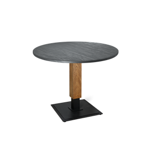 Кухонный круглый стол SHT-TU22 / SHT-TT 90 МДФ (каменный уголь/дуб брашированный корич/черный муар) в Химках
