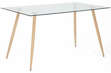 Стол со стеклянной столешницей SOPHIA (mod. 5003) металл/стекло (8мм), 140x80x75, бук/прозрачный арт.12098 в Одинцово
