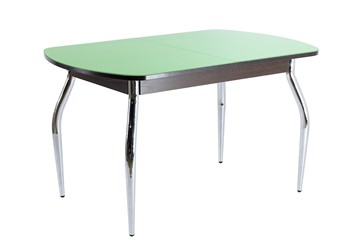 Обеденный стол ПГ-06 СТ2, венге ЛДСП/фисташка стекло/35 хром гнутые металл в Химках