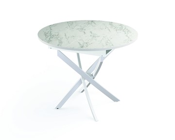 Обеденный стол 55.04 Адажио, мрамор белый/белый/металл белый в Подольске