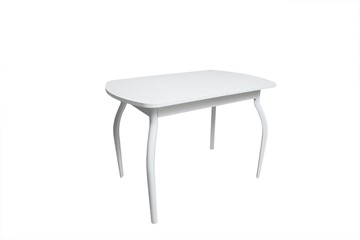 Кухонный раскладной стол ПГ-01СТ белое/белое/крашенные фигурные в Одинцово