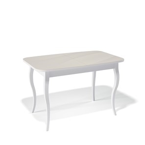 Кухонный раздвижной стол Kenner 1200C (Белый/Стекло крем сатин) в Одинцово