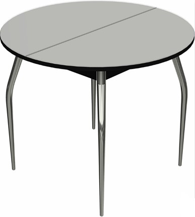 Кухонный раскладной стол Ривьера исп. круг хром №5 (стекло белое/черный) в Одинцово - изображение