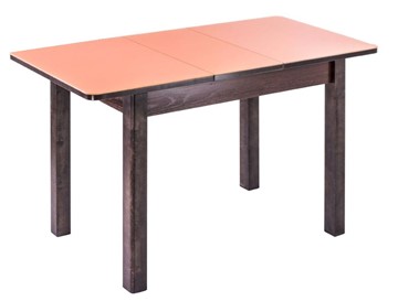Кухонный раздвижной стол Айсберг-01 СТ1, венге ЛДСП/стекло оранжевое/42 прямые массив венге в Одинцово