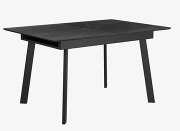 Стеклянный обеденный стол раздвижной  DikLine SFH125 стекло Оптивайт Черный мрамор/подстолье черное в Одинцово