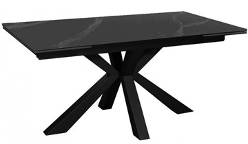 Керамический обеденный стол раздвижной DikLine SFE140 Керамика Черный мрамор/подстолье черное/опоры черные (2 уп.) в Москве