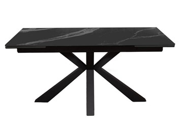Керамический кухонный стол раздвижной DikLine SFE160 Керамика Черный мрамор/подстолье черное/опоры черные (2 уп.) в Подольске