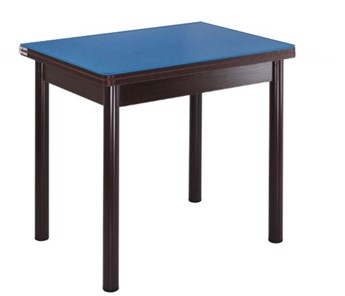 Стеклянный кухонный стол СПА-01 СТ2, венге ЛДСП/стекло синие/38 прямые трубки крашеные коричневый в Одинцово