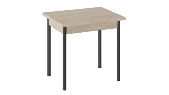 Кухонный стол раскладной Родос тип 2 с опорой d40 (Черный муар/Дуб Сонома) в Одинцово - изображение