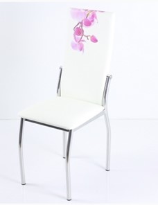 Стул В-610 СТ хром люкс/белый, фотопечать орхидея в Химках
