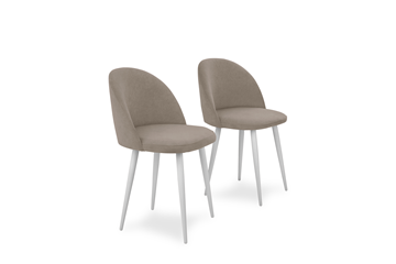 Комплект из 2-х  мягких стульев для кухни Лайт бежевый белые ножки в Химках