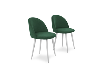 Комплект из 2-х  мягких стульев для кухни Лайт изумрудный белые ножки в Подольске
