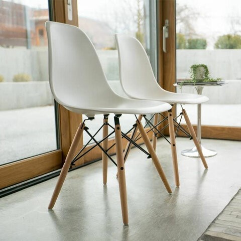Комплект стульев 4 шт. BRABIX "Eames CF-010", пластик белый, опоры дерево/металл, 532630, 2033A в Одинцово - изображение 8