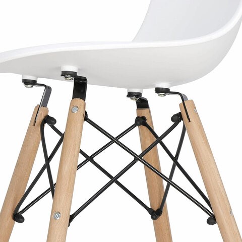 Комплект стульев 4 шт. BRABIX "Eames CF-010", пластик белый, опоры дерево/металл, 532630, 2033A в Одинцово - изображение 16