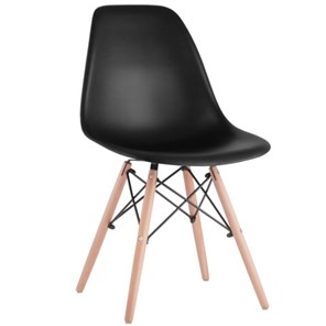 Комплект стульев 4 шт. BRABIX "Eames CF-010", пластик черный, опоры дерево/металл, 532631, 2033A в Подольске