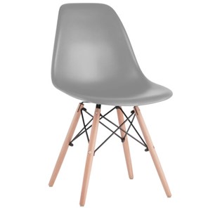 Обеденный стул BRABIX "Eames CF-010", пластик серый, опоры дерево/металл, 532632, 2033A в Серпухове