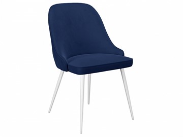 Обеденный стул 256, микровелюр К17 синий, ножки белые в Одинцово