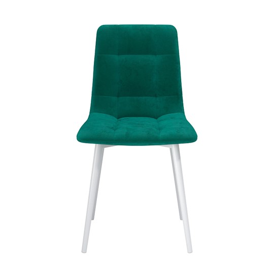 Обеденный стул Белла, велюр тенерифе изумруд/Цвет металл белый в Одинцово - изображение 1