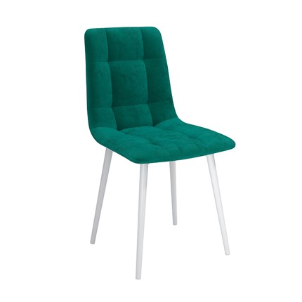 Обеденный стул Белла, велюр тенерифе изумруд/Цвет металл белый в Одинцово - изображение