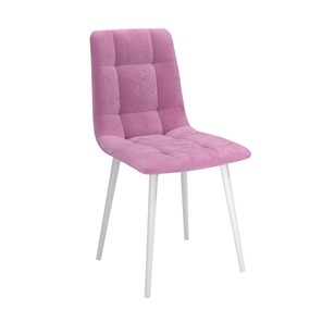 Кухонный стул Белла, велюр тенерифе розовый/Цвет металл белый в Одинцово
