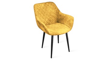 Обеденный стул Дастин К1С (Черный муар/Микровелюр Wellmart Yellow) в Химках