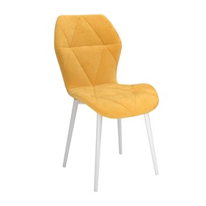 Обеденный стул Дора, велюр тенерифе куркума/Цвет металл белый в Подольске