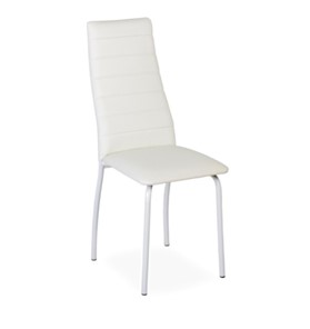 Обеденный стул Волна, прошивка горизонтально, каркас металл белый, экотекс белый в Москве