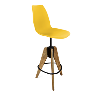 Барный стул SHT-ST29/S92 (желтый ral 1021/брашированный коричневый/черный муар) в Серпухове