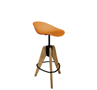 Барный стул SHT-ST19/S92 (оранжевый/брашированный коричневый/черный муар) в Подольске