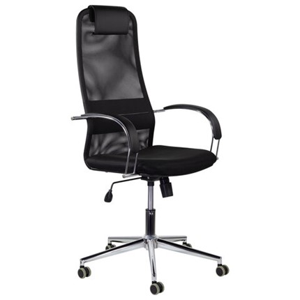 Офисное кресло Brabix Premium Pilot EX-610 CH (хром, ткань-сетка, черное) 532417 в Серпухове - изображение