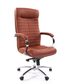 Офисное кресло CHAIRMAN 480 Экокожа Terra 111 (коричневая) в Серпухове