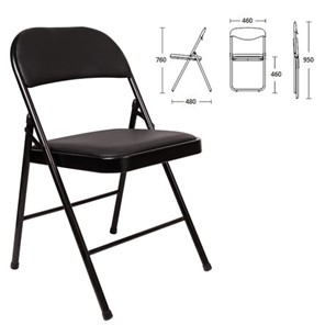 Офисный стул складной Brabix Golf Plus CF-003 Комфорт (черный каркас, кожзам черный) 531566 в Химках