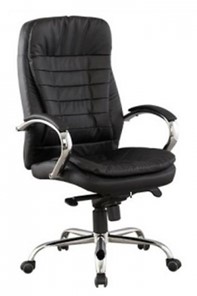 Компьютерное кресло ДамОфис J 9031-1 нат. кожа /хром, черный в Одинцово