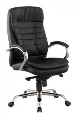Компьютерное кресло J 9031-1 нат. кожа /хром, черный в Одинцово - изображение