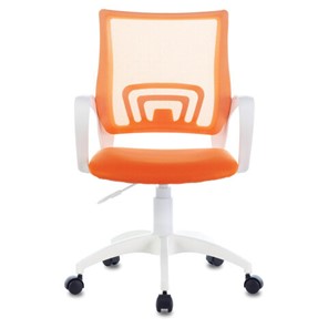 Кресло компьютерное Brabix Fly MG-396W (с подлокотниками, пластик белый, сетка, оранжевое) 532401 в Москве - предосмотр 1