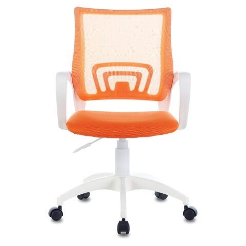 Кресло компьютерное Brabix Fly MG-396W (с подлокотниками, пластик белый, сетка, оранжевое) 532401 в Москве - изображение 1