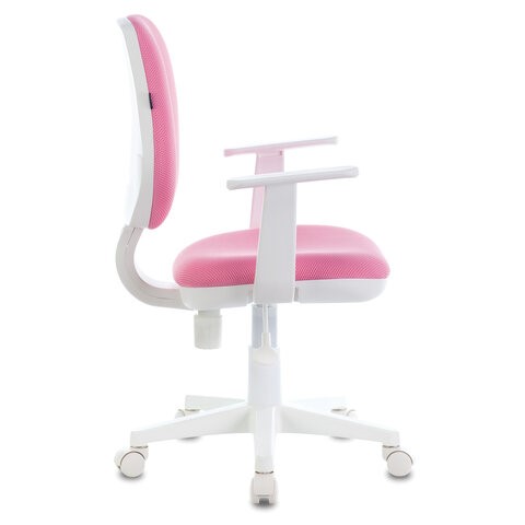 Кресло компьютерное Brabix Fancy MG-201W (с подлокотниками, пластик белый, розовое) 532409 в Серпухове - изображение 1