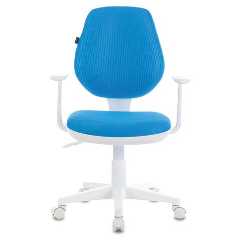 Офисное кресло Brabix Fancy MG-201W (с подлокотниками, пластик белый, голубое) 532411 в Москве - изображение 1