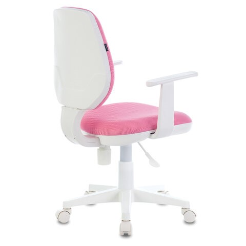 Кресло компьютерное Brabix Fancy MG-201W (с подлокотниками, пластик белый, розовое) 532409 в Серпухове - изображение 2