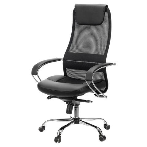 Кресло Brabix Premium Stalker EX-609 PRO (хром, мультиблок, ткань-сетка/экокожа, черное) 532416 в Одинцово - изображение 3