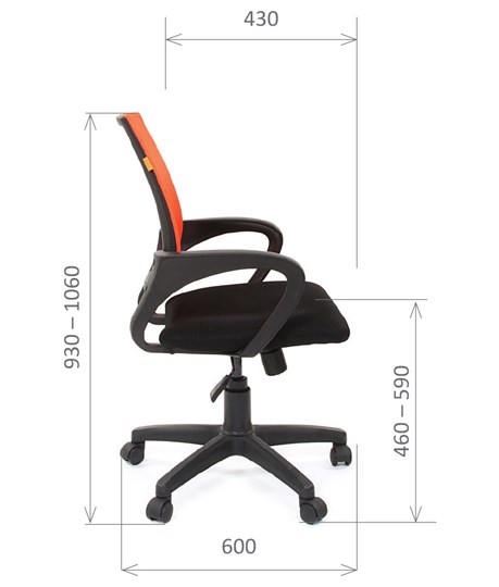Компьютерное кресло CHAIRMAN 696 black Сетчатый акрил DW66 оранжевый в Одинцово - изображение 2