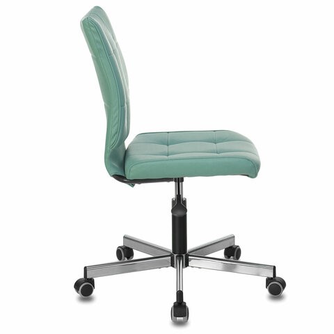 Офисное кресло Brabix Stream MG-314 (без подлокотников, пятилучие серебристое, экокожа, серо-голубое) 532079 в Подольске - изображение 1