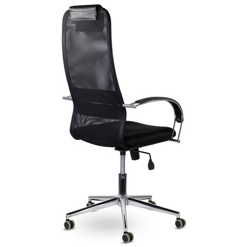 Офисное кресло Brabix Premium Pilot EX-610 CH (хром, ткань-сетка, черное) 532417 в Серпухове - изображение 3