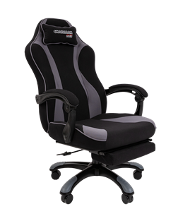 Кресло игровое CHAIRMAN GAME 35 с выдвижной подставкой для ног Ткань черная / Ткань св.серая в Одинцово