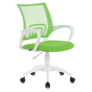 Офисное кресло Brabix Fly MG-396W (с подлокотниками, пластик белый, сетка, салатовое) 532403 в Подольске - предосмотр