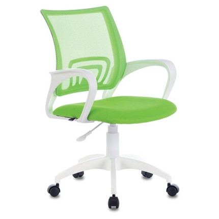 Офисное кресло Brabix Fly MG-396W (с подлокотниками, пластик белый, сетка, салатовое) 532403 в Подольске - изображение